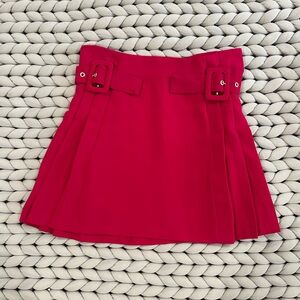 Zara Hot Pink Pleated Mini Skirt with Buckle Details